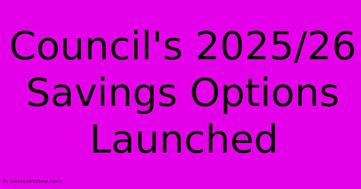 Council's 2025/26 Savings Options Launched