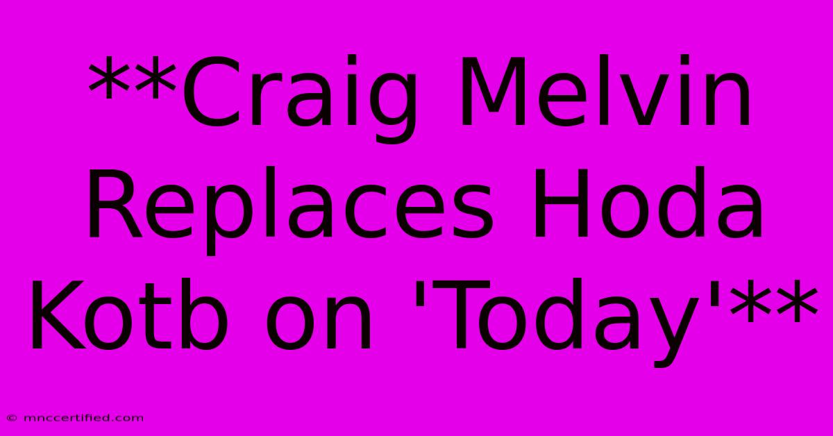 **Craig Melvin Replaces Hoda Kotb On 'Today'** 