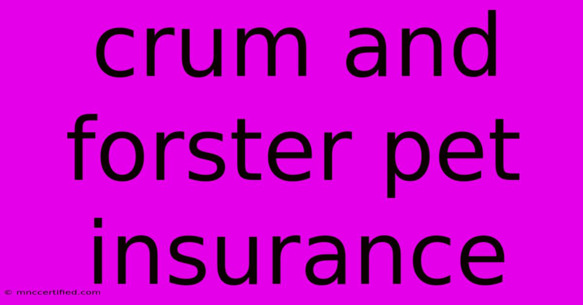 Crum And Forster Pet Insurance