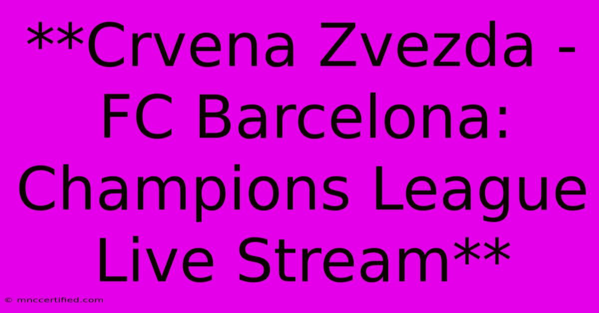 **Crvena Zvezda - FC Barcelona: Champions League Live Stream**