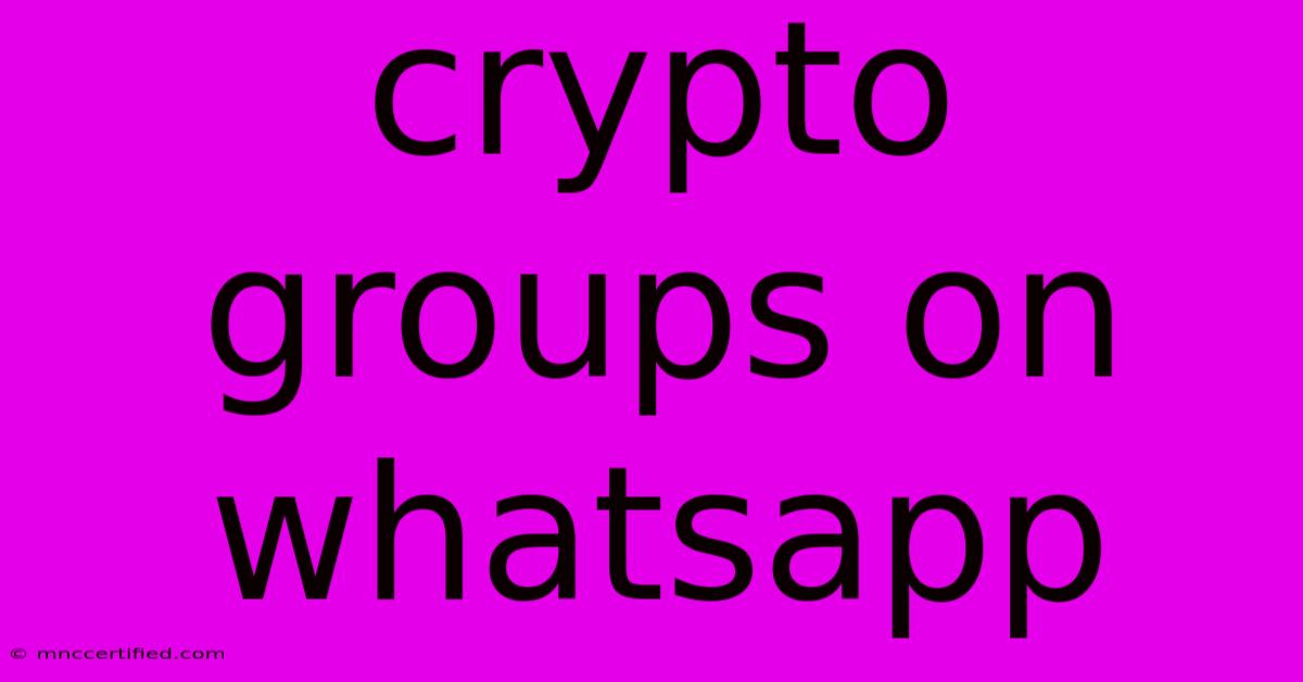 Crypto Groups On Whatsapp