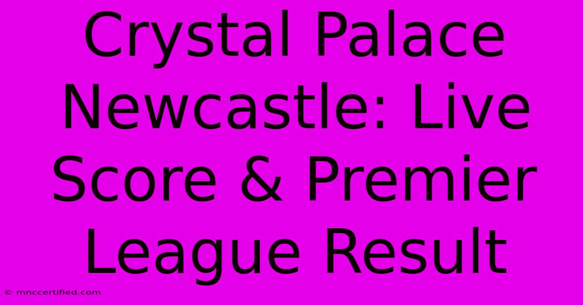 Crystal Palace Newcastle: Live Score & Premier League Result