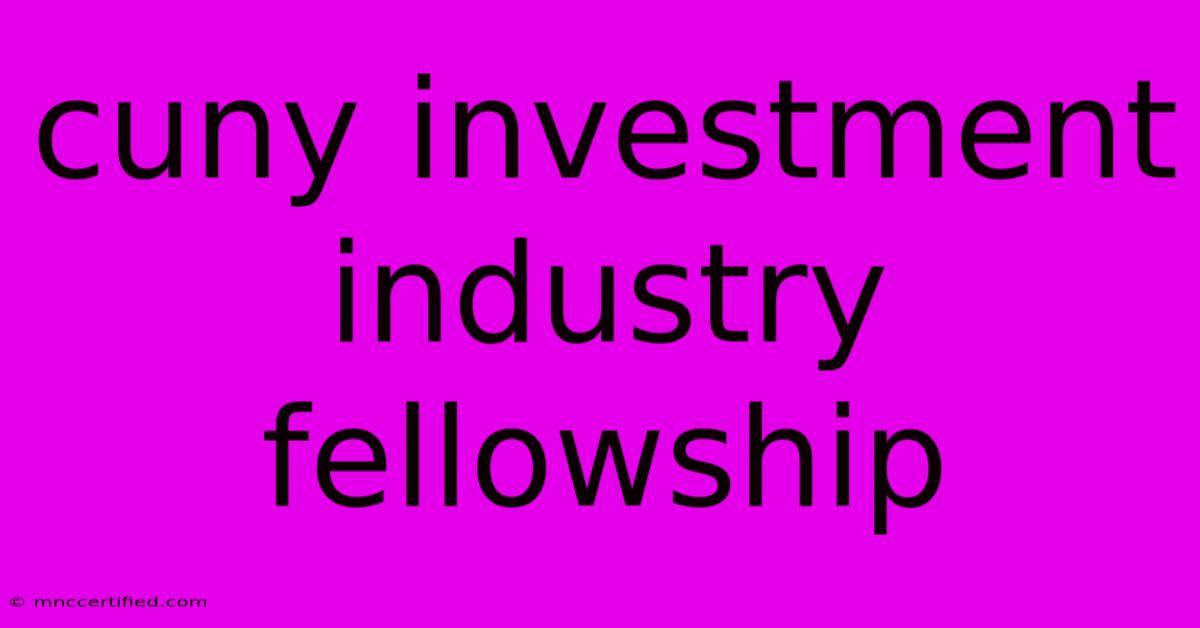 Cuny Investment Industry Fellowship