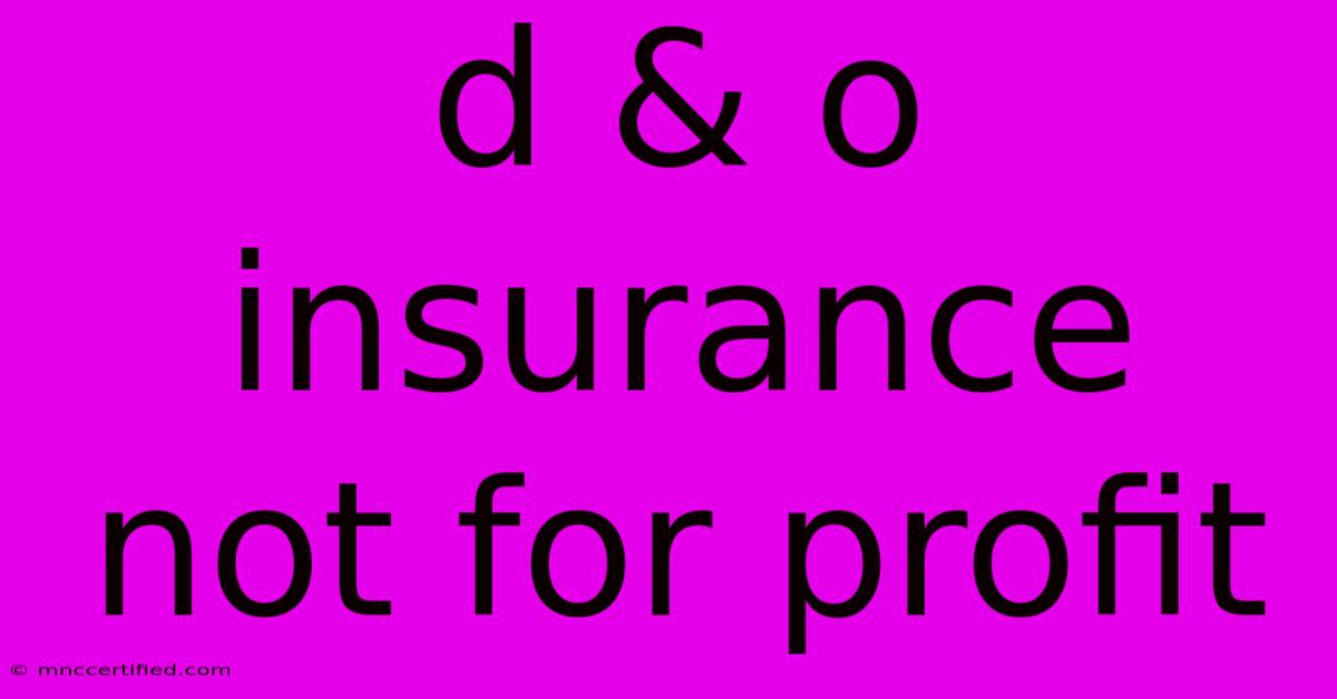 D & O Insurance Not For Profit