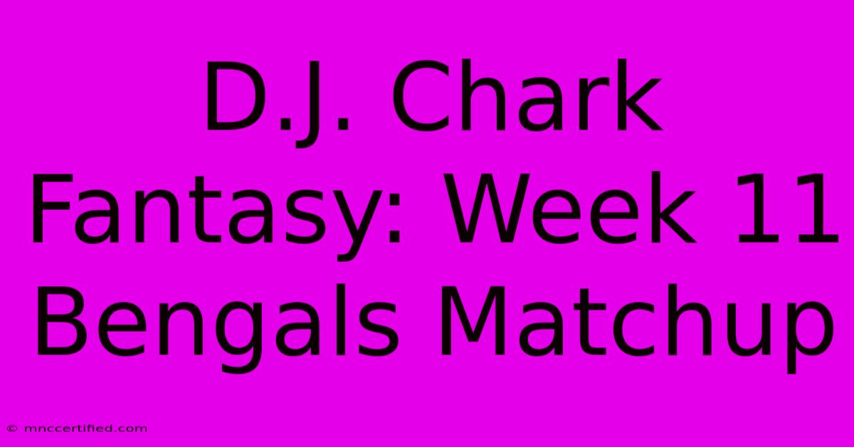 D.J. Chark Fantasy: Week 11 Bengals Matchup