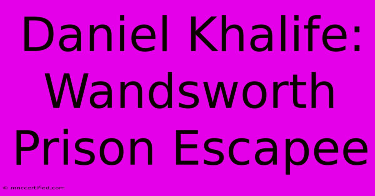 Daniel Khalife: Wandsworth Prison Escapee