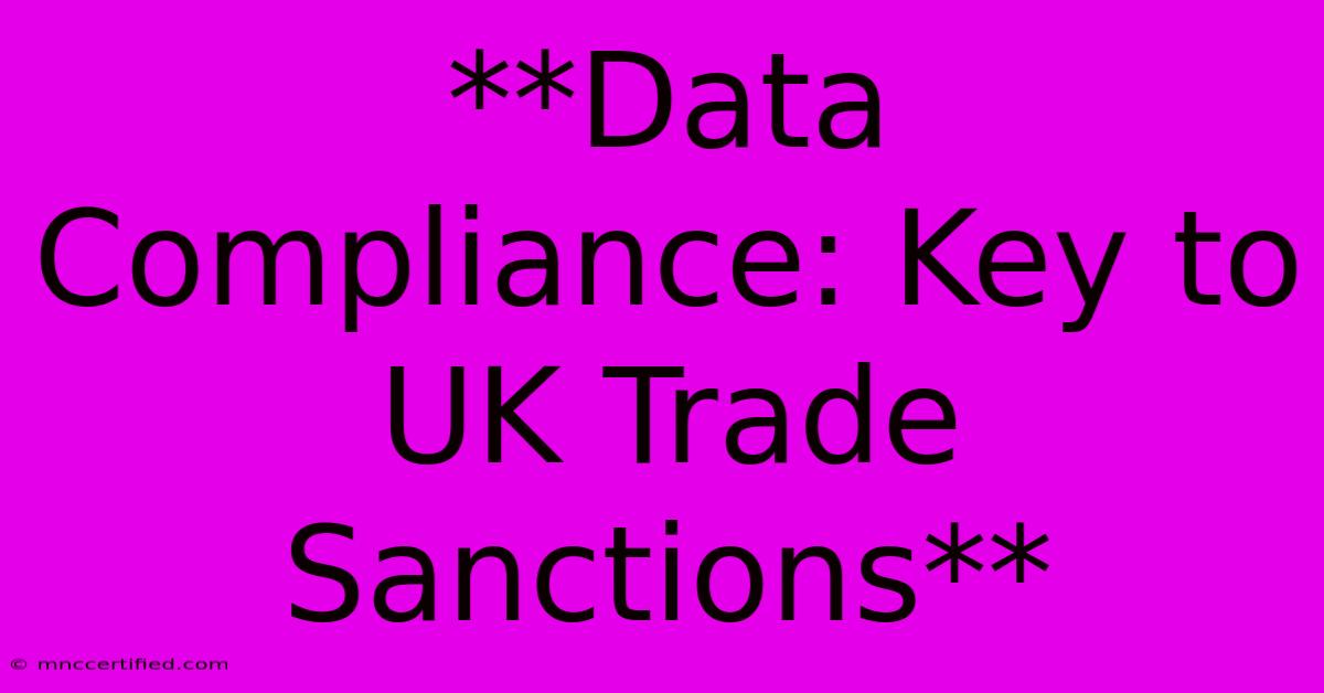 **Data Compliance: Key To UK Trade Sanctions**