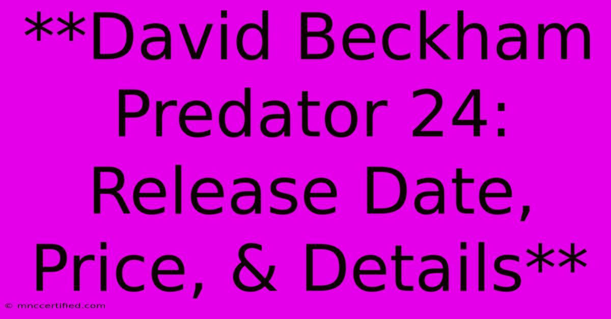 **David Beckham Predator 24: Release Date, Price, & Details**