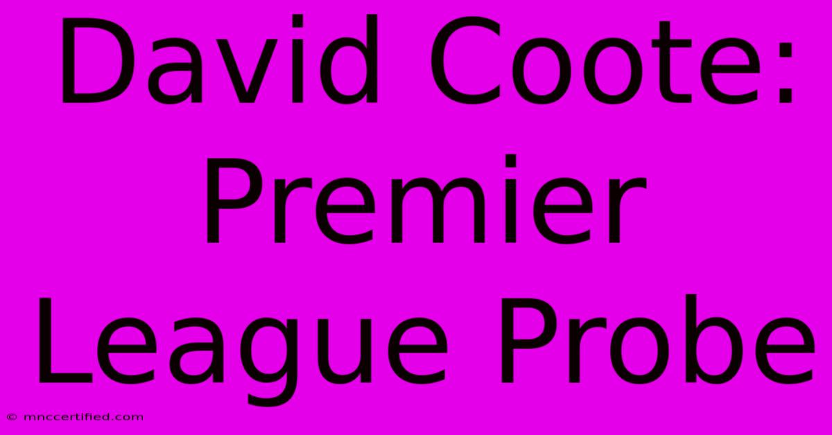 David Coote: Premier League Probe