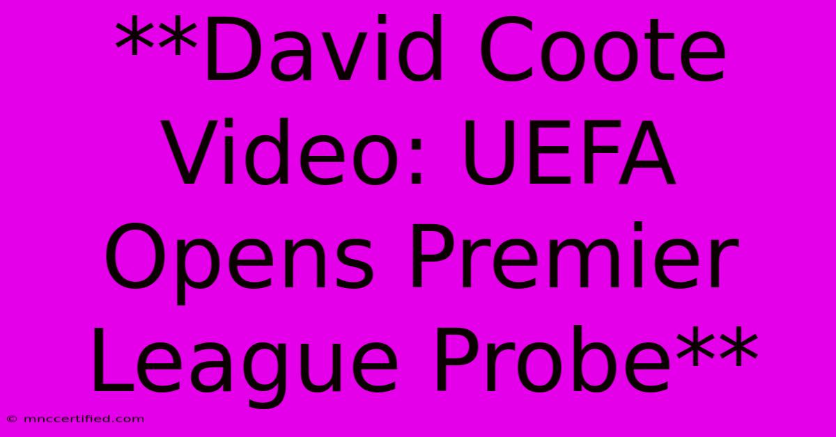 **David Coote Video: UEFA Opens Premier League Probe**