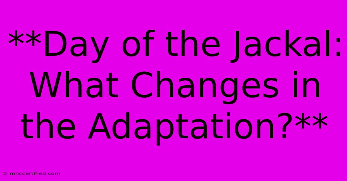 **Day Of The Jackal: What Changes In The Adaptation?**