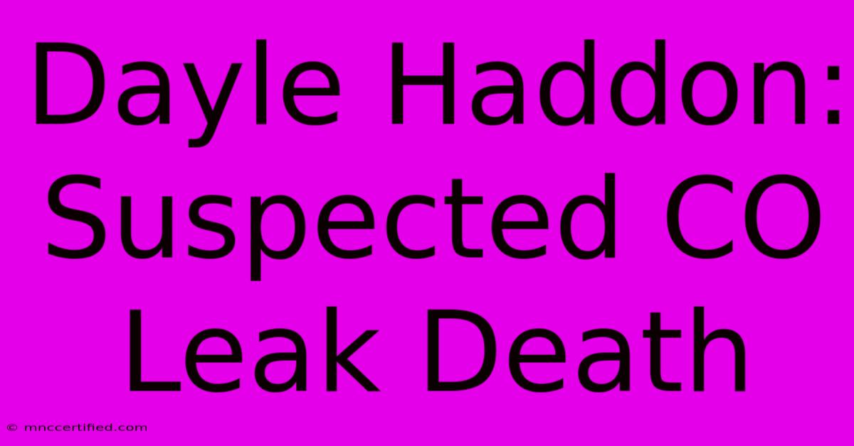 Dayle Haddon: Suspected CO Leak Death