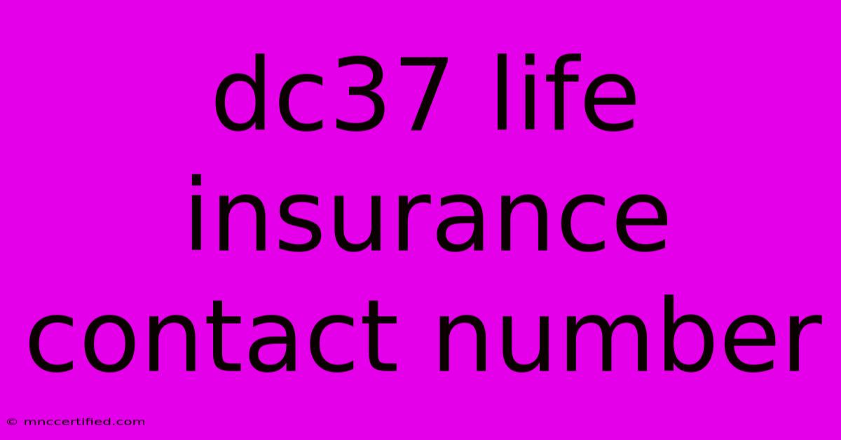 Dc37 Life Insurance Contact Number