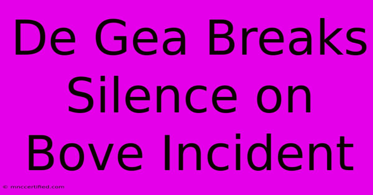 De Gea Breaks Silence On Bove Incident