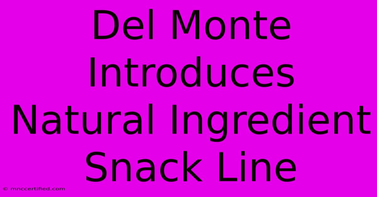 Del Monte Introduces Natural Ingredient Snack Line