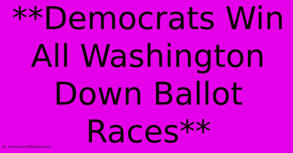 **Democrats Win All Washington Down Ballot Races**