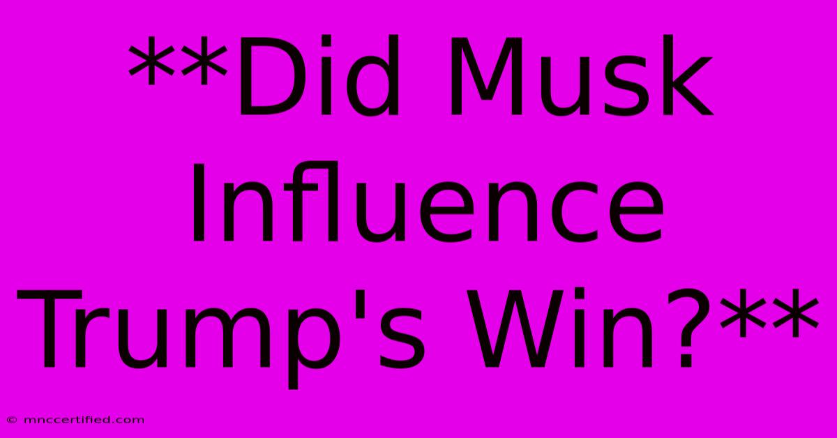 **Did Musk Influence Trump's Win?** 