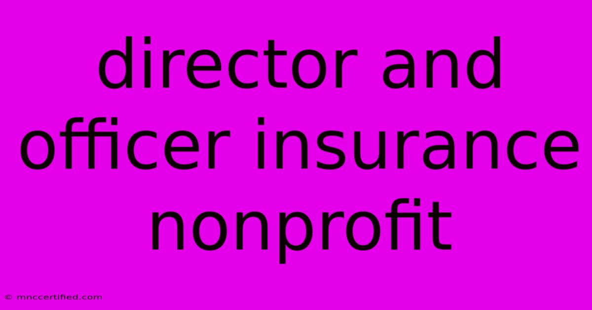 Director And Officer Insurance Nonprofit