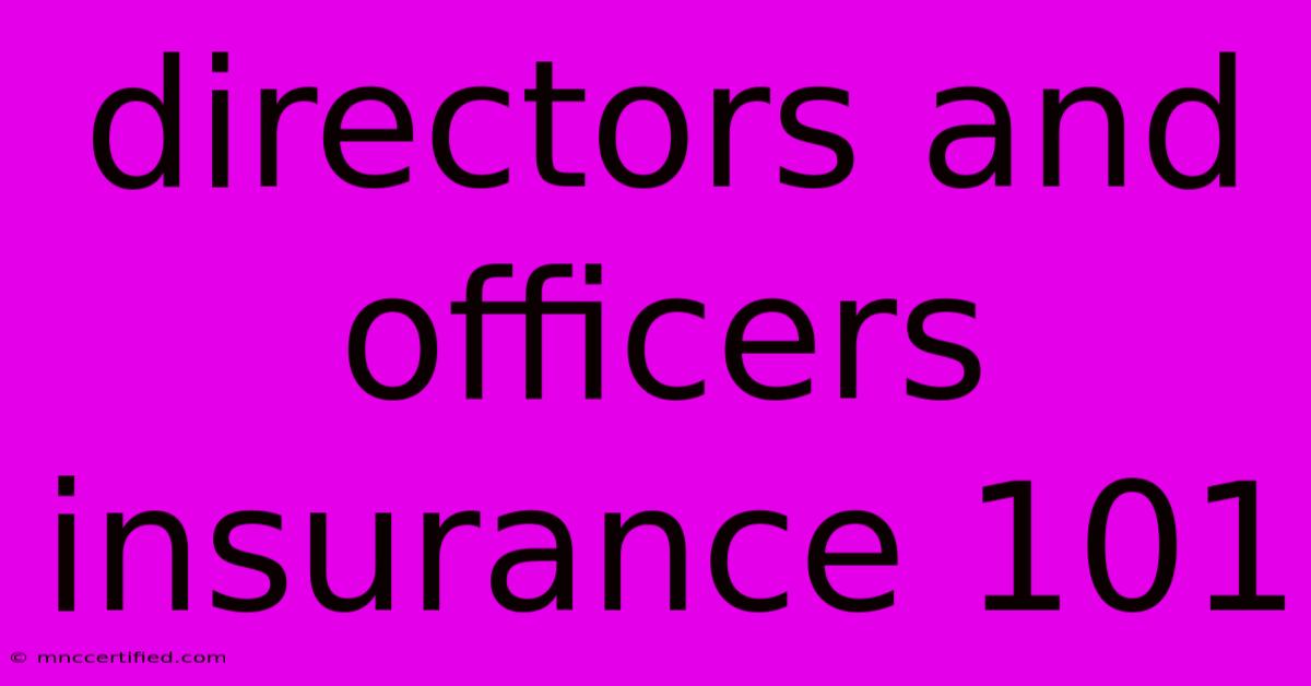 Directors And Officers Insurance 101