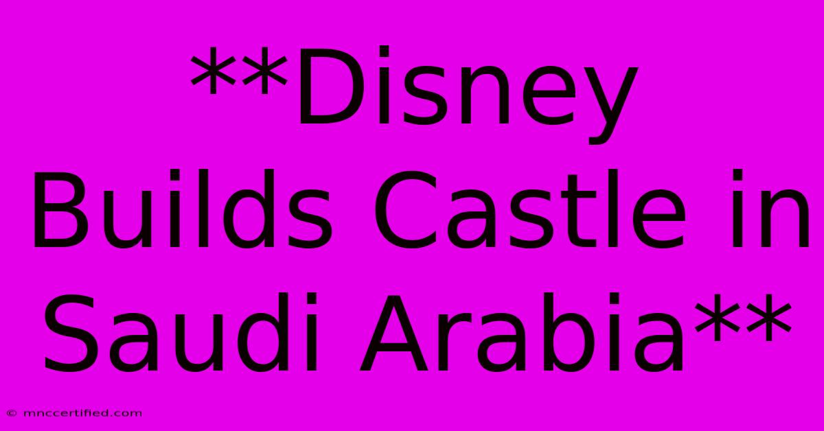 **Disney Builds Castle In Saudi Arabia**