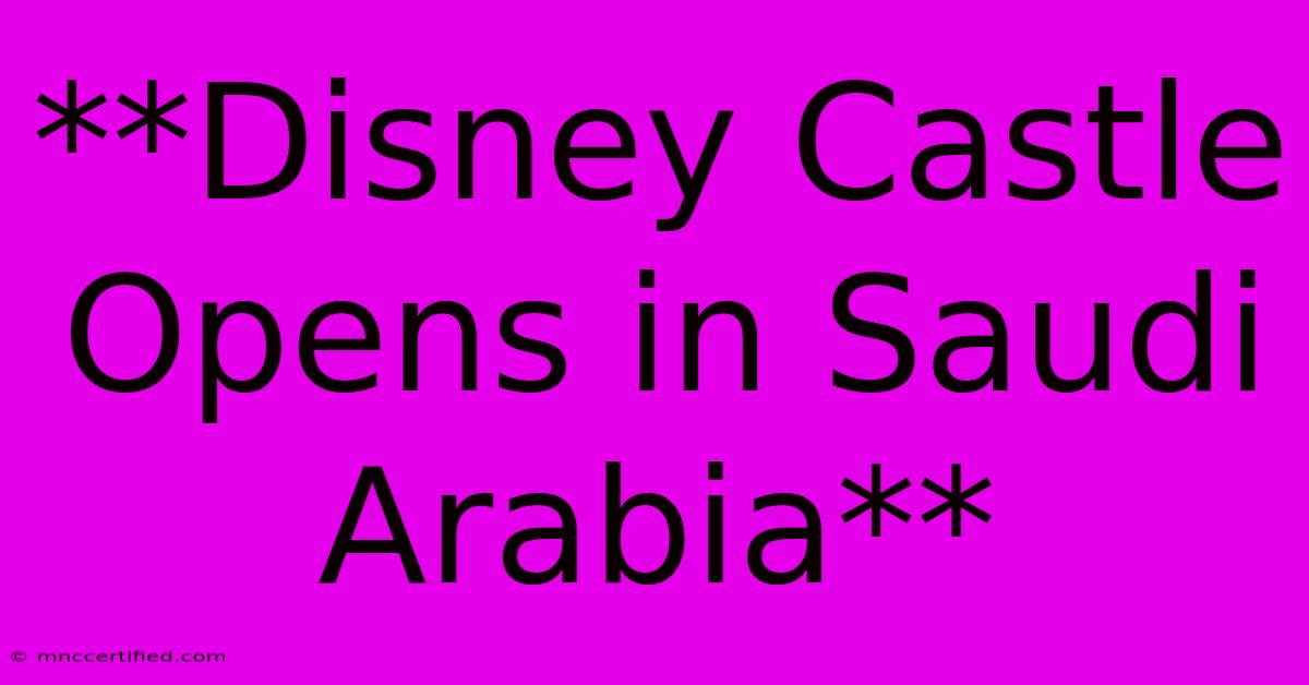 **Disney Castle Opens In Saudi Arabia**