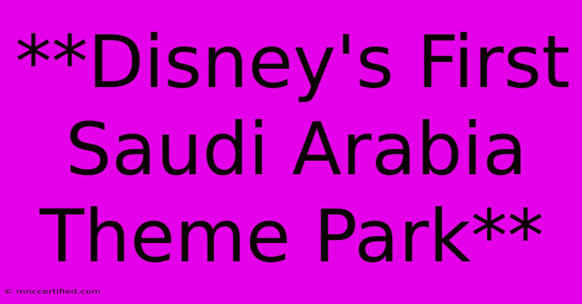 **Disney's First Saudi Arabia Theme Park**