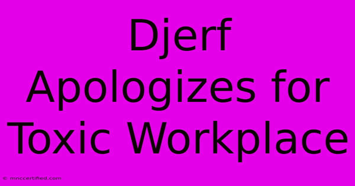 Djerf Apologizes For Toxic Workplace