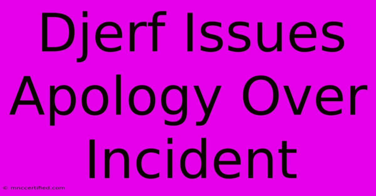 Djerf Issues Apology Over Incident