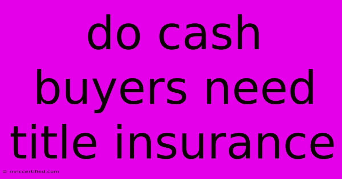 Do Cash Buyers Need Title Insurance