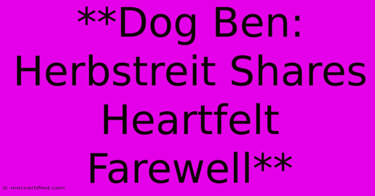 **Dog Ben: Herbstreit Shares Heartfelt Farewell** 