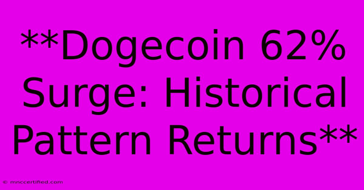 **Dogecoin 62% Surge: Historical Pattern Returns** 