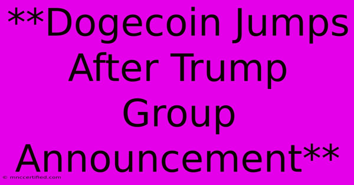 **Dogecoin Jumps After Trump Group Announcement**