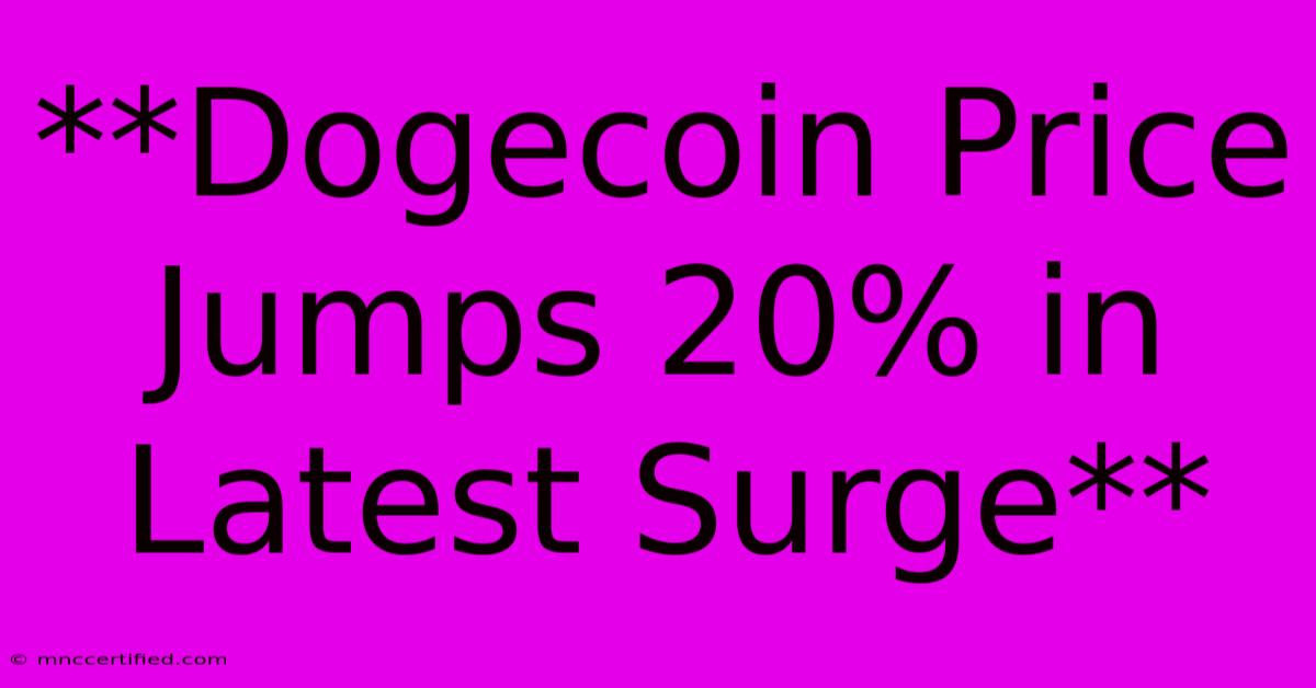 **Dogecoin Price Jumps 20% In Latest Surge**