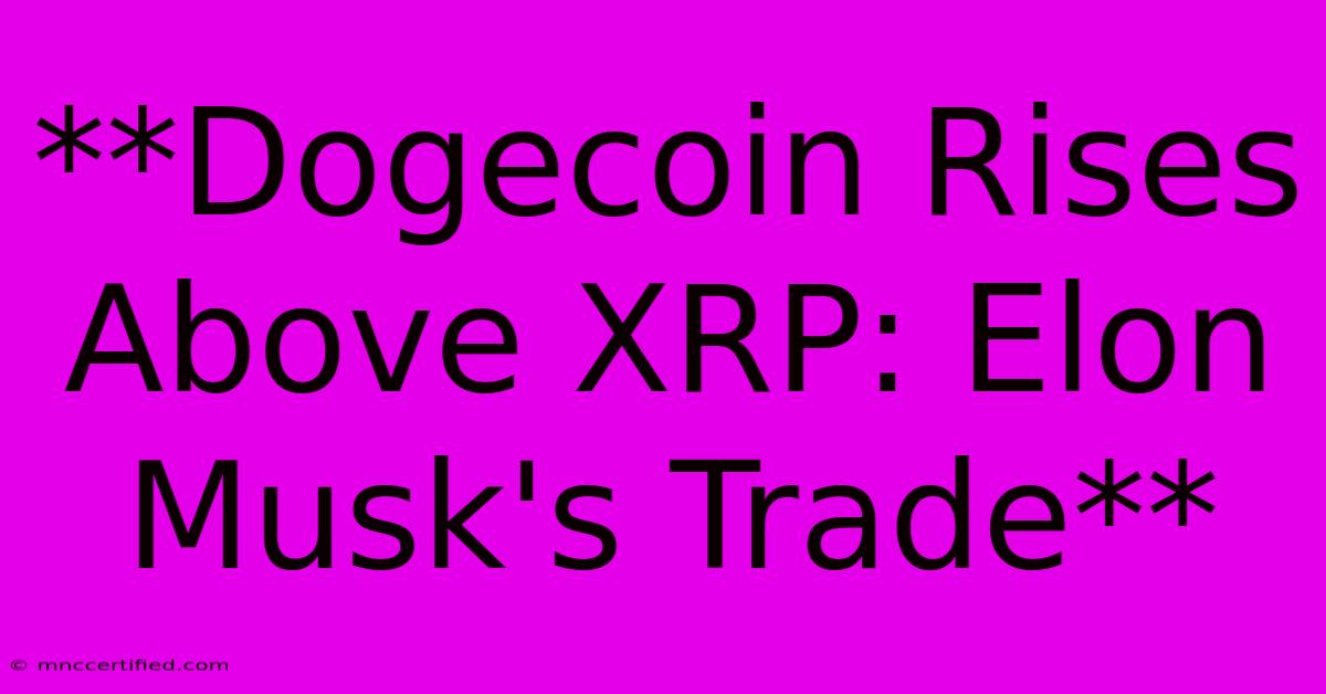 **Dogecoin Rises Above XRP: Elon Musk's Trade** 