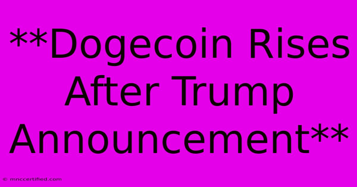 **Dogecoin Rises After Trump Announcement**