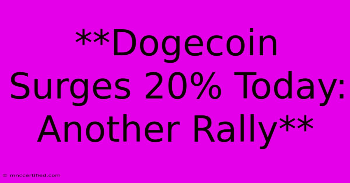 **Dogecoin Surges 20% Today: Another Rally**