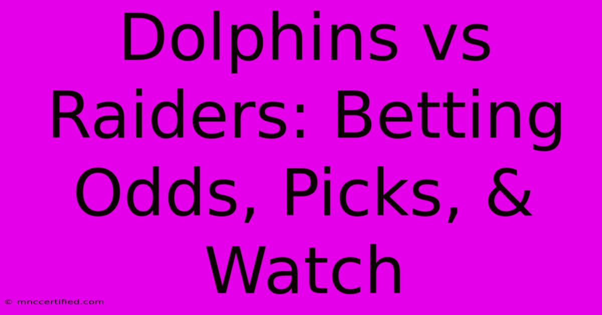 Dolphins Vs Raiders: Betting Odds, Picks, & Watch