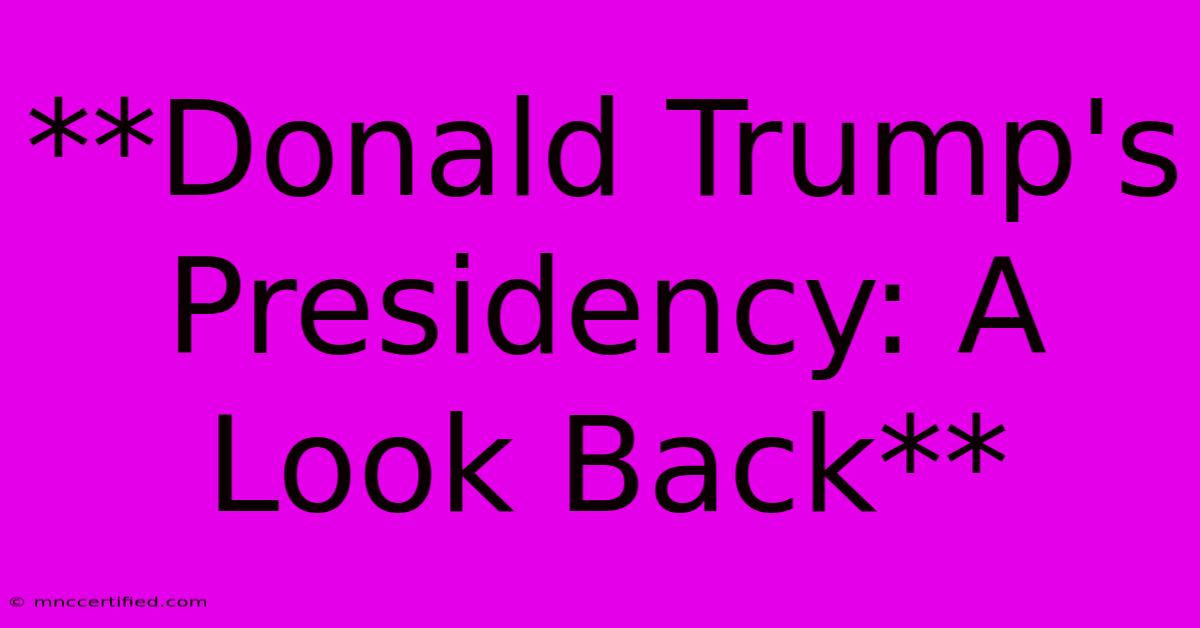 **Donald Trump's Presidency: A Look Back** 