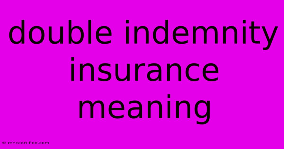 Double Indemnity Insurance Meaning