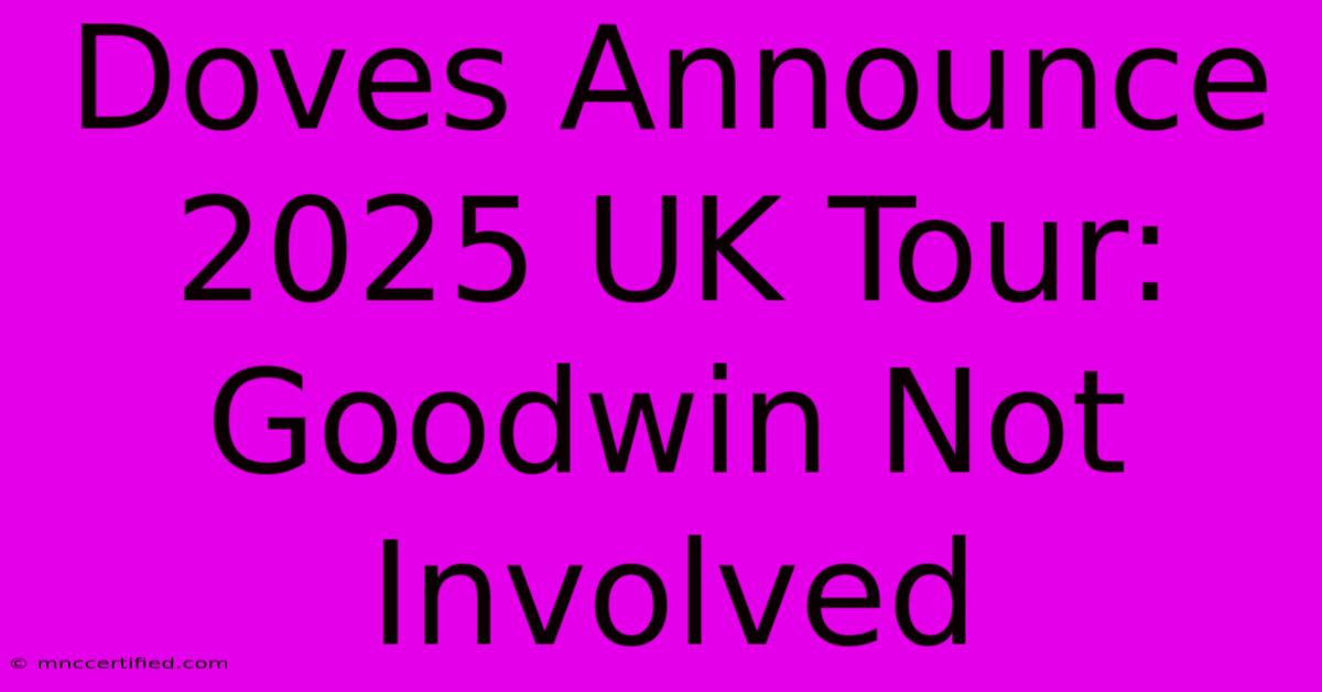 Doves Announce 2025 UK Tour: Goodwin Not Involved