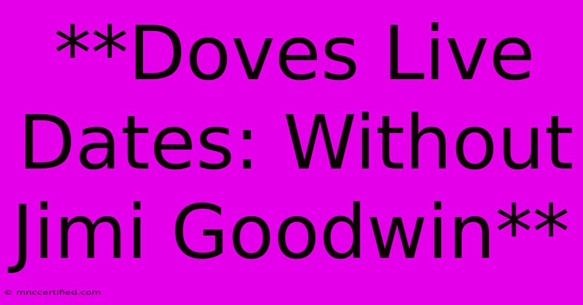 **Doves Live Dates: Without Jimi Goodwin**