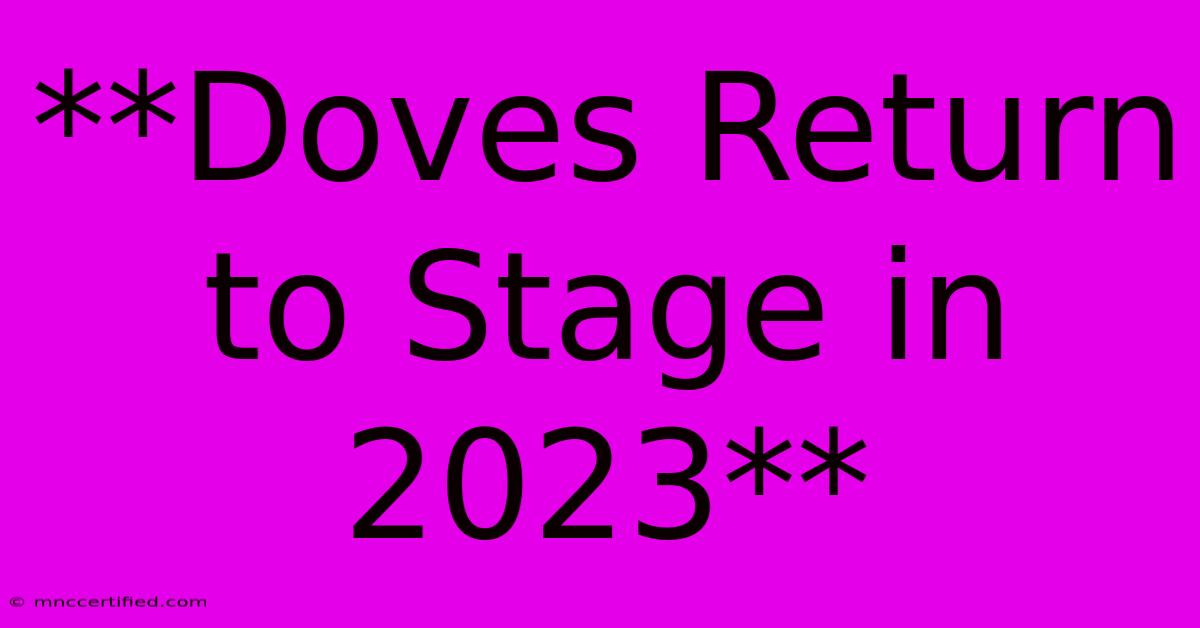 **Doves Return To Stage In 2023**