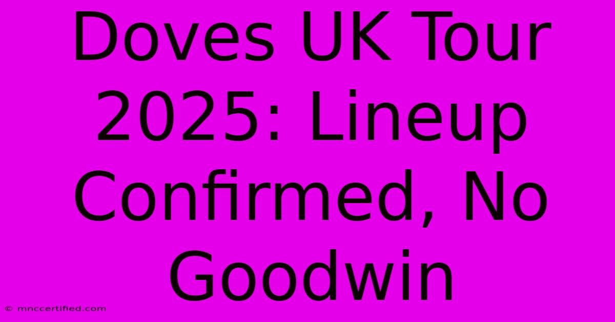 Doves UK Tour 2025: Lineup Confirmed, No Goodwin 