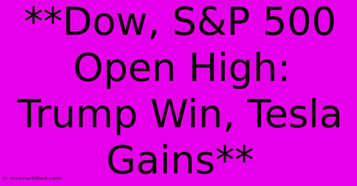 **Dow, S&P 500 Open High: Trump Win, Tesla Gains**