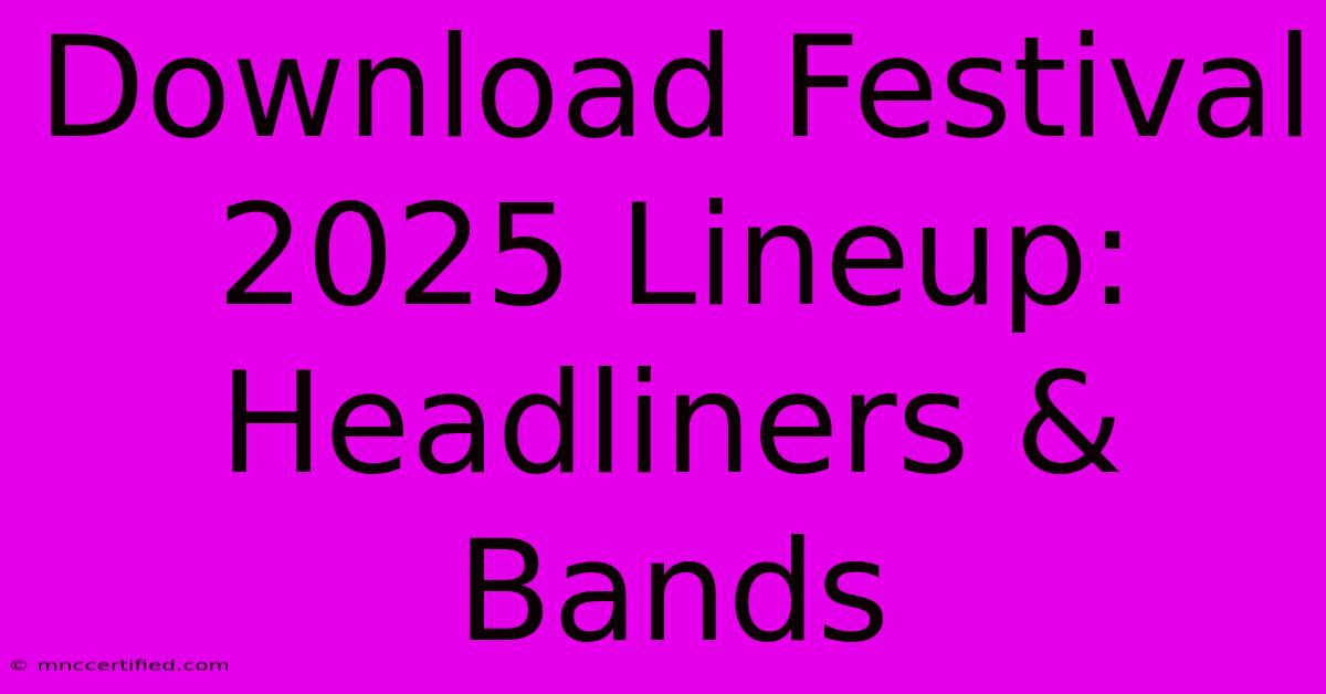 Download Festival 2025 Lineup: Headliners & Bands