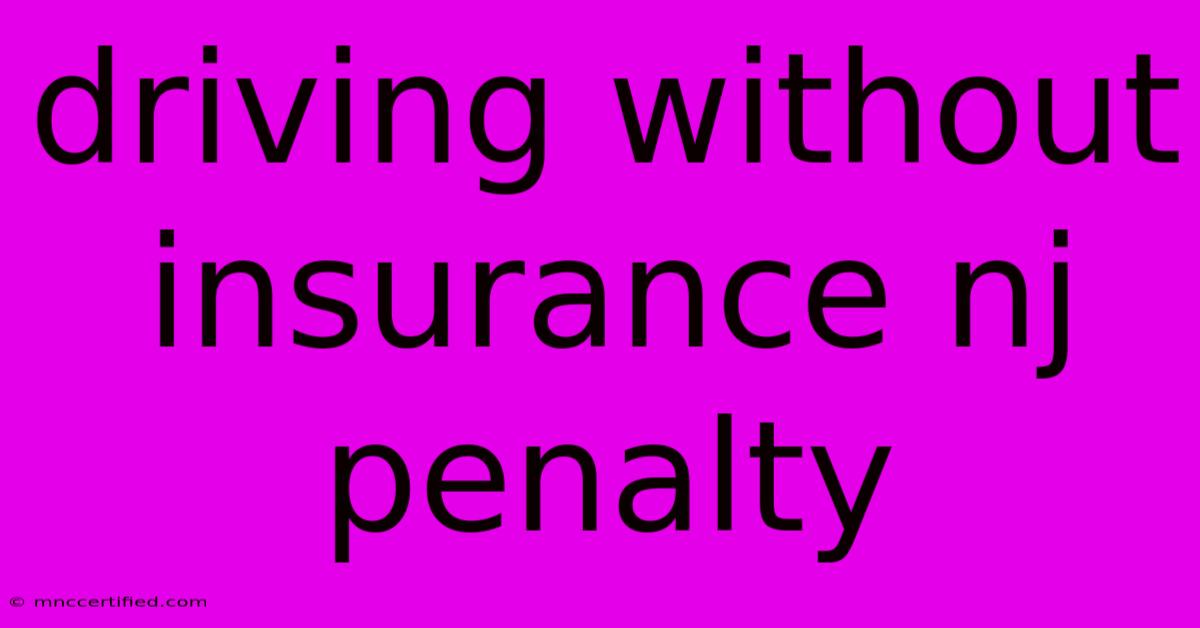 Driving Without Insurance Nj Penalty