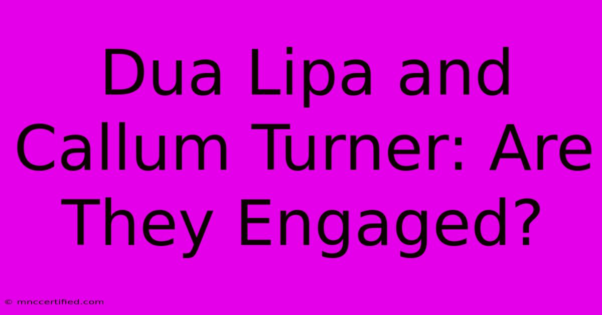 Dua Lipa And Callum Turner: Are They Engaged?