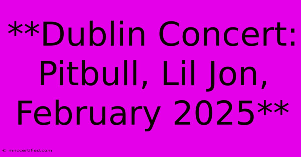 **Dublin Concert: Pitbull, Lil Jon, February 2025**