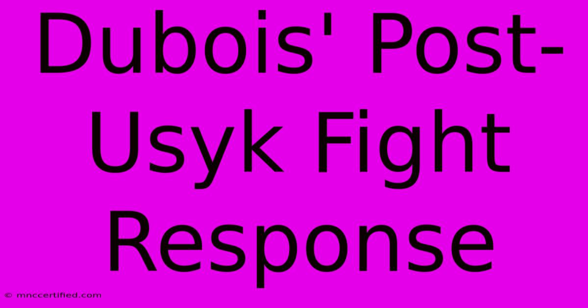 Dubois' Post-Usyk Fight Response