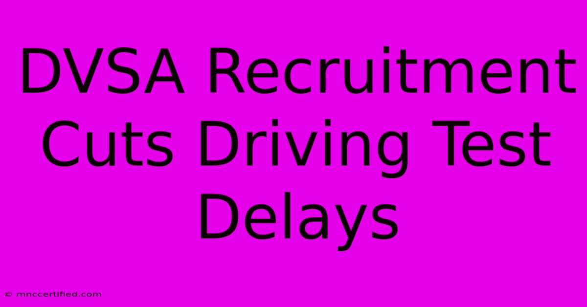 DVSA Recruitment Cuts Driving Test Delays